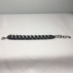 Jessica Elliot Black Leather/Silver Link Bracelet